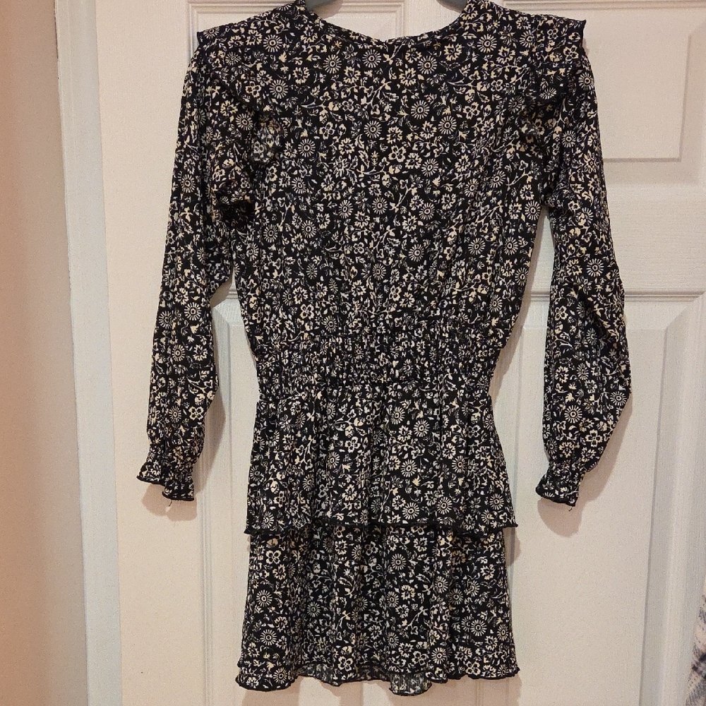 Zara Black and Cream Floral Dress